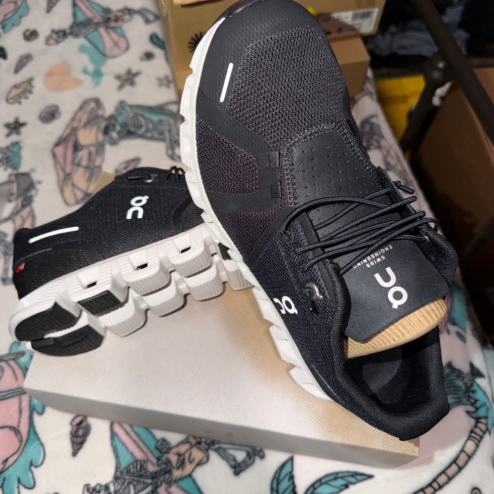 On Running womans Black and White Cloud 5 Sneakers